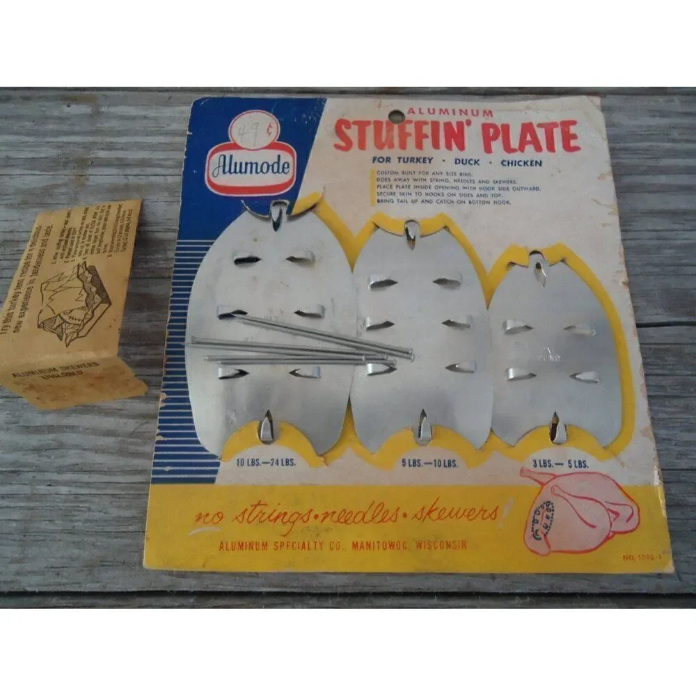 Vintage Poultry Stuffing Plate 1950s Aluminum Specialty Co Manitowoc Wisconsin